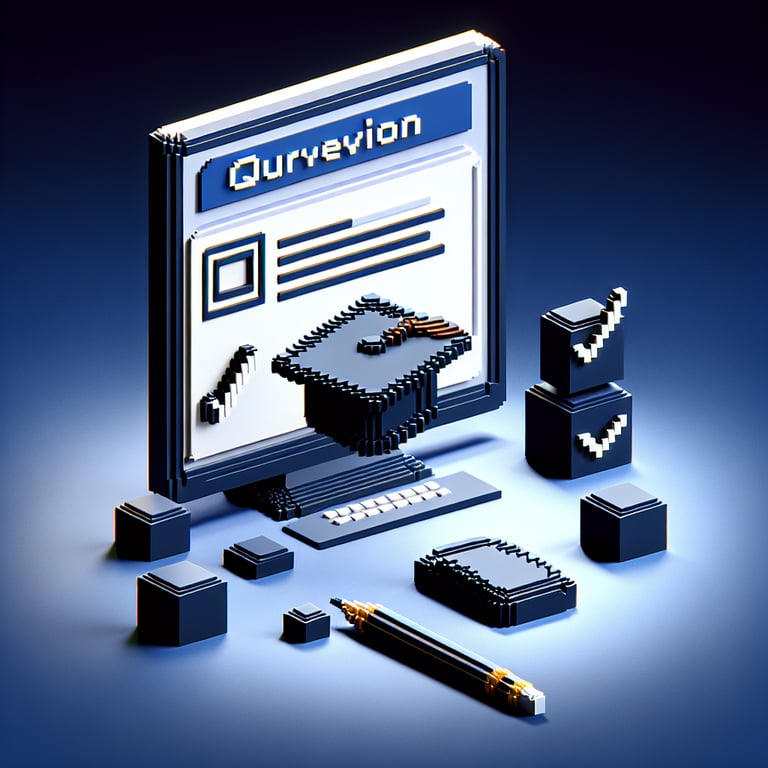 Artistic 3D voxel masterpiece visualizing an education level survey experience