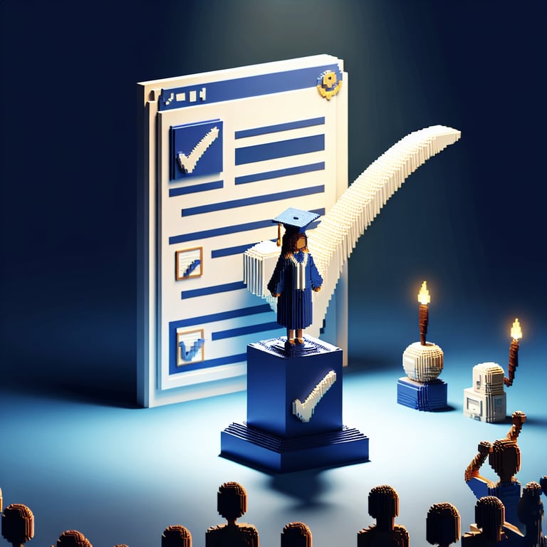 Artistic 3D voxel art capturing girls' education survey engagement