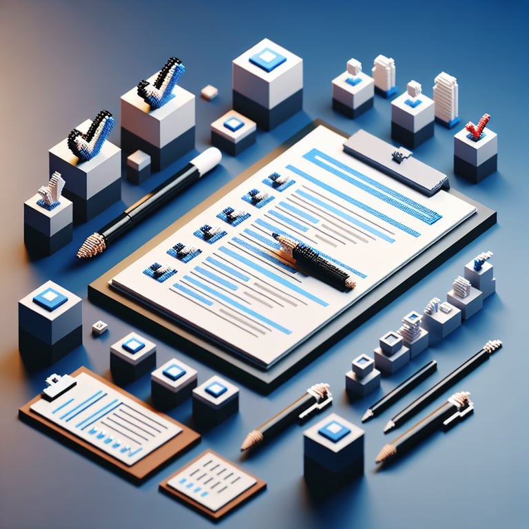 artistic 3D voxel depicting interactive process evaluation polling