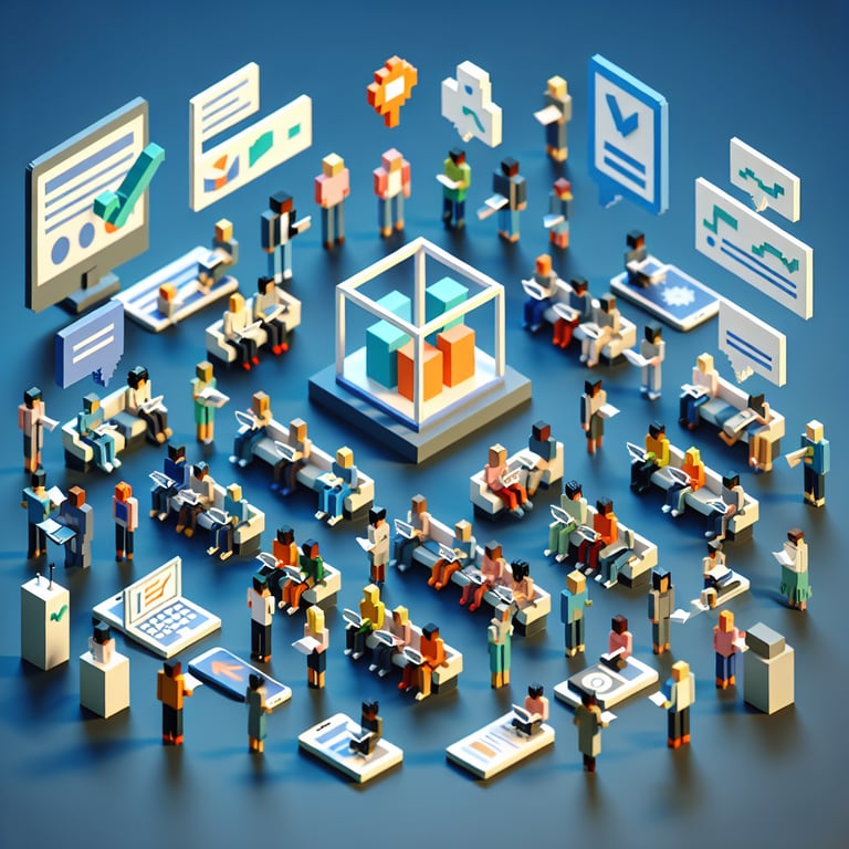 Artistic 3D voxel illustrating audience segmentation and insights