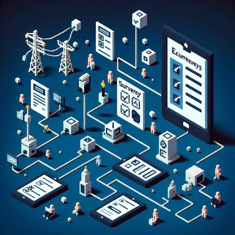 Artistic 3D voxel representing a power feedback questionnaire