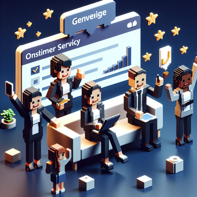 3D voxel art visualizing a service satisfaction poll for professional services