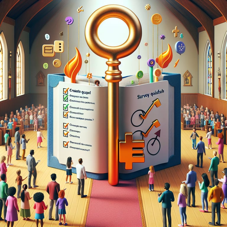 Illustration of crafting Vacation Bible School survey questions for unlocking feedback.