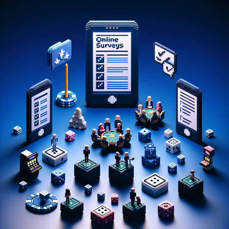 Artistic 3D voxel art of casino feedback cube survey