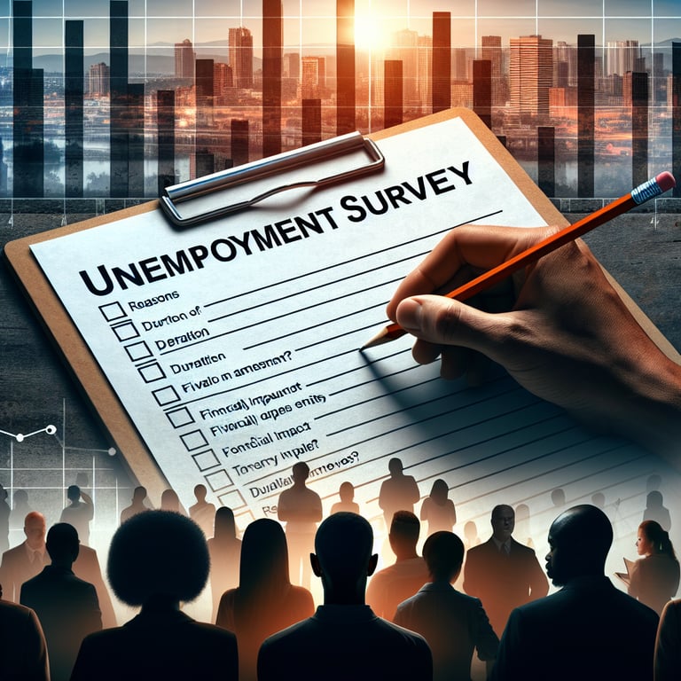 Illustration highlighting key topics for unemployment survey questions.