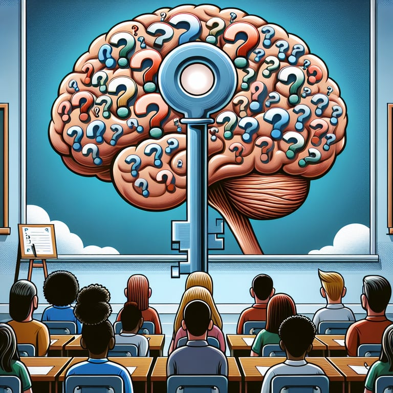 Illustration of Student/Minnesota survey questions unlocking student potential.