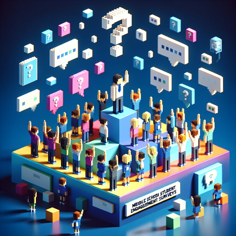 Artistic 3D voxel illustration of a student engagement poll