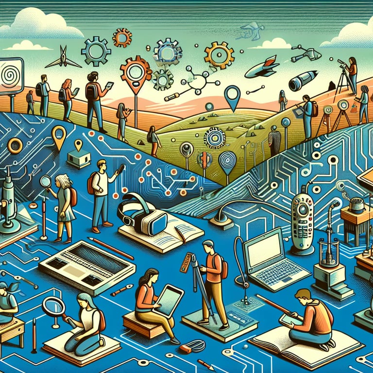 Illustration depicting Relevant Topics for Technology for Students Surveys in a Digital Frontier context.