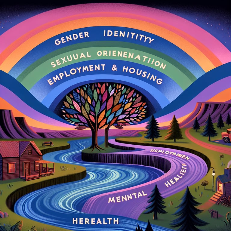 Illustration depicting relevant topics for LGBTQ survey questions exploration