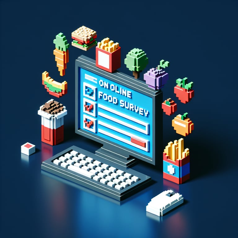 Artistic 3D voxel of a culinary feedback survey poll