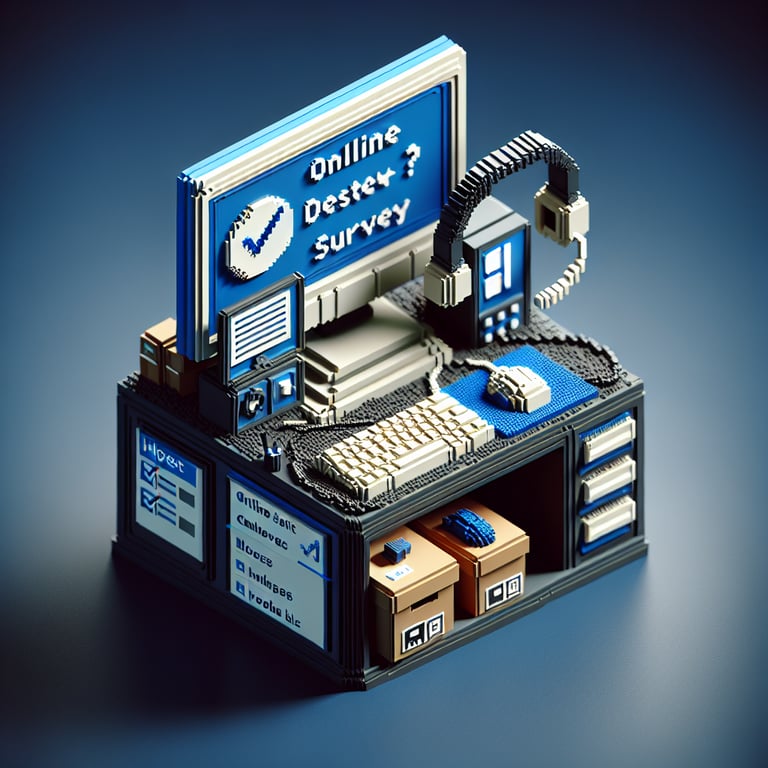 Artistic 3D voxel representation of online service desk satisfaction poll
