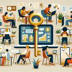 Illustration showcasing the power of remote work through effective telecommuting survey questions.