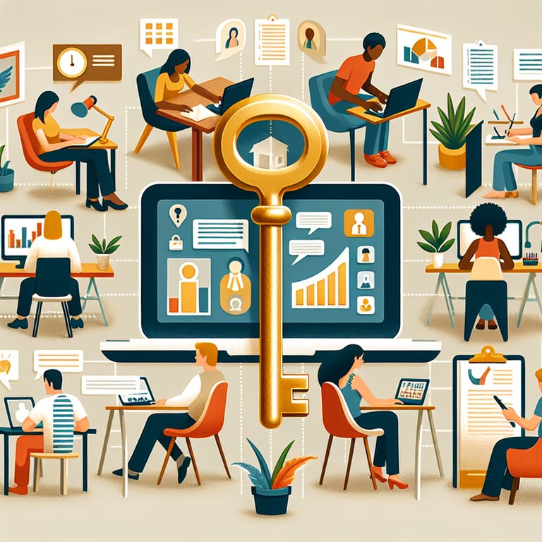 Illustration showcasing the power of remote work through effective telecommuting survey questions.