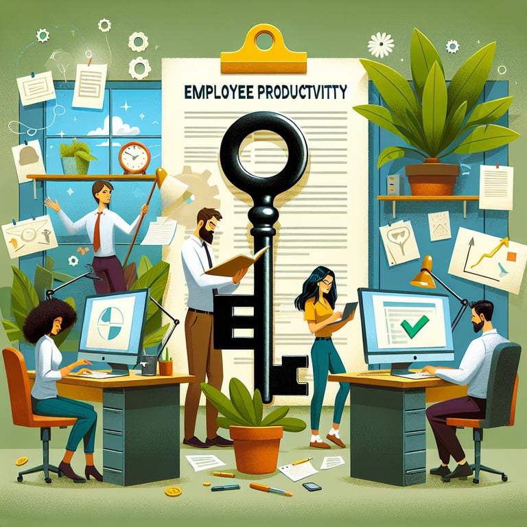 Illustration showcasing effective Workplace Wellness survey questions to boost employee productivity.