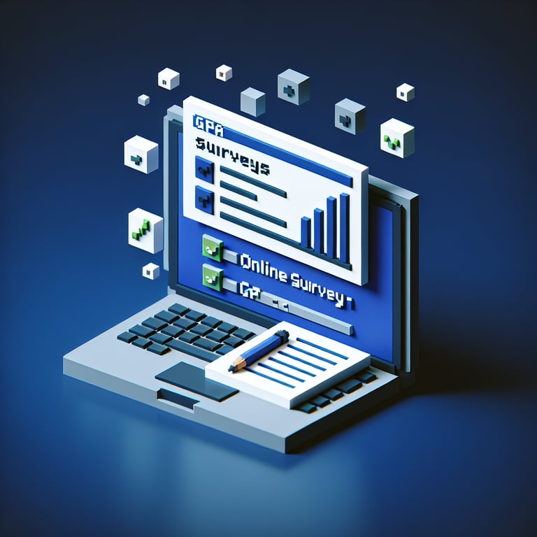 Creative 3D voxel representing academic survey data