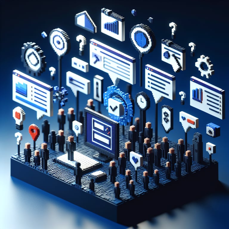 Artistic 3D voxel sculpture illustrating prospective customer survey insights