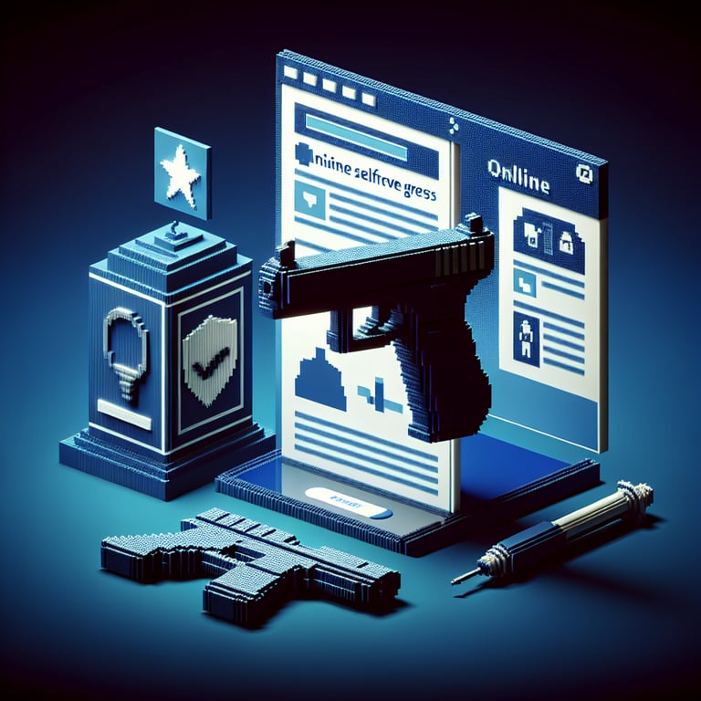 Artistic 3D voxel rendering of a self-defense gun survey interface