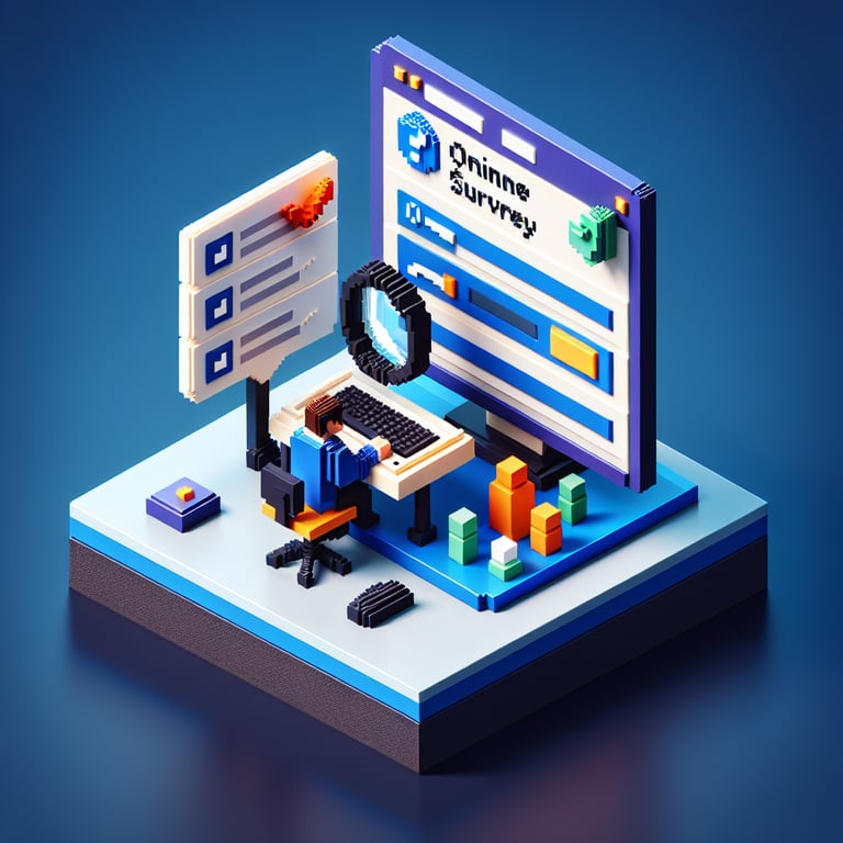 3D voxel sculpture symbolizing online training evaluation tool