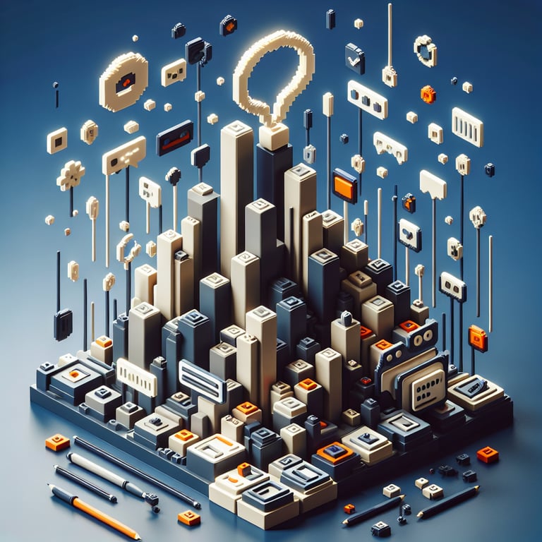 Artistic 3D voxel of concise survey inquiry