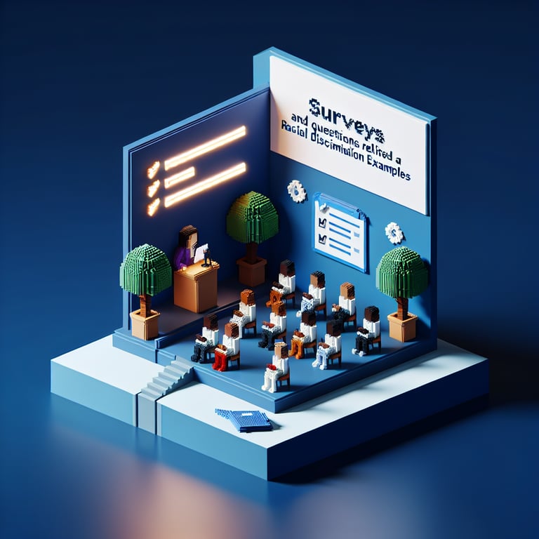 3D voxel art illustrating survey insights on racial discrimination examples