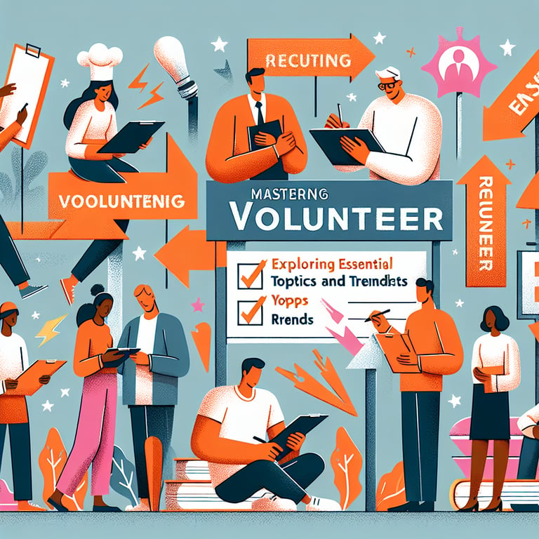 Illustration highlighting key topics and trends in Volunteer Recruitment survey questions.