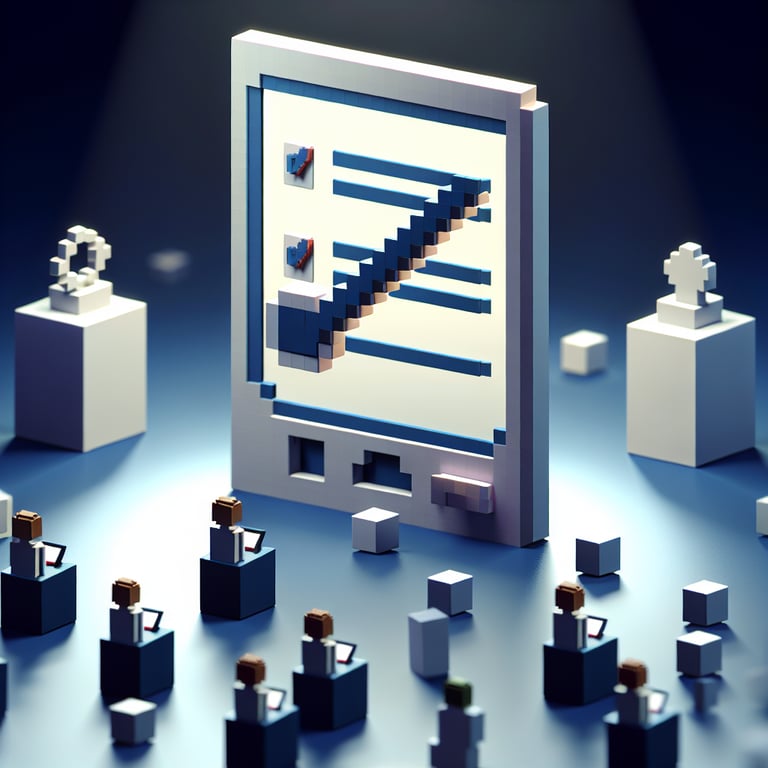 Creative voxel design illustrating survey feedback and net promoter score