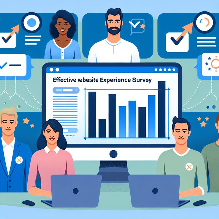 Illustration depicting effective Website Experience survey questions resonating with audience