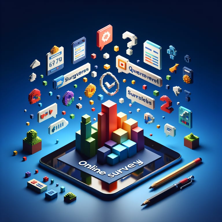 Artistic 3D voxel of an interactive in-app polling interface