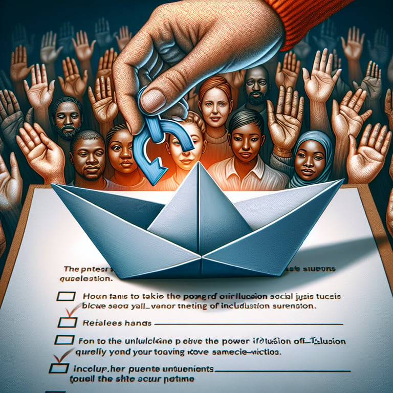 Illustration depicting the creation of effective Social Justice survey questions for inclusive power.