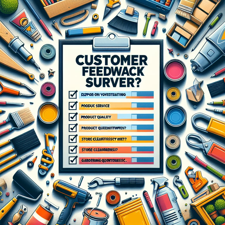 Illustration of relevant topics covered in Home Depot Feedback survey questions.