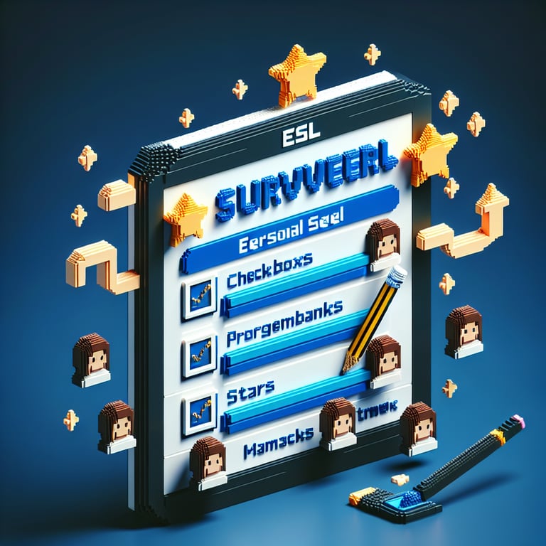 Creative 3D voxel depicting fun ESL personal question interface