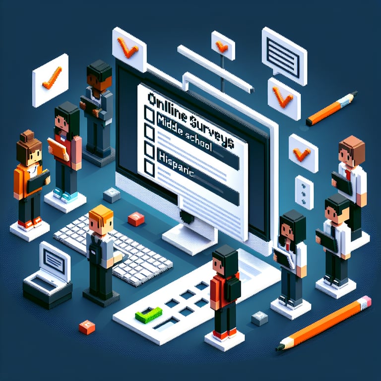 Creative 3D voxel illustration of an engaging student feedback survey