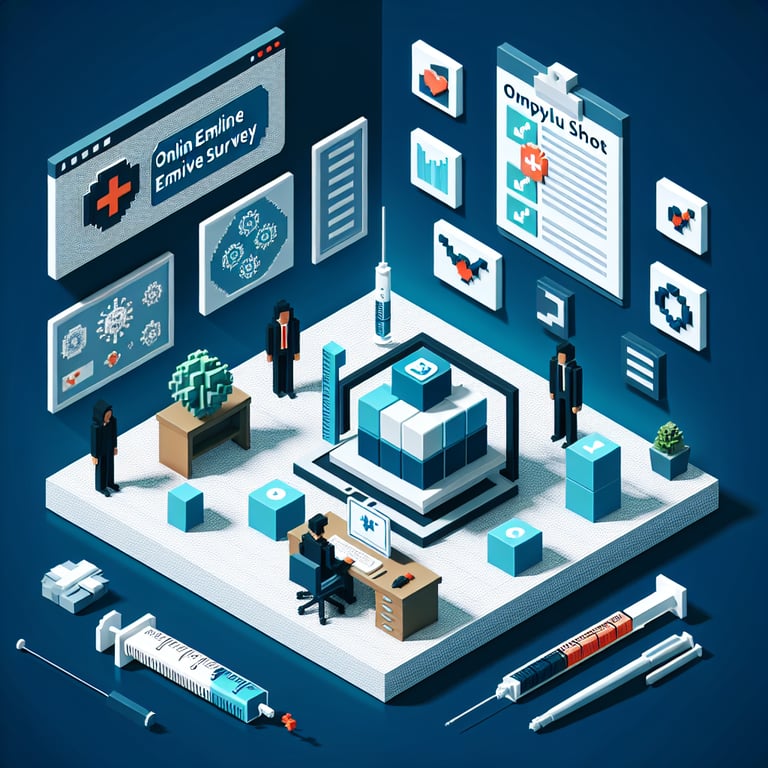 Artistic 3D voxel of workplace influenza vaccination poll