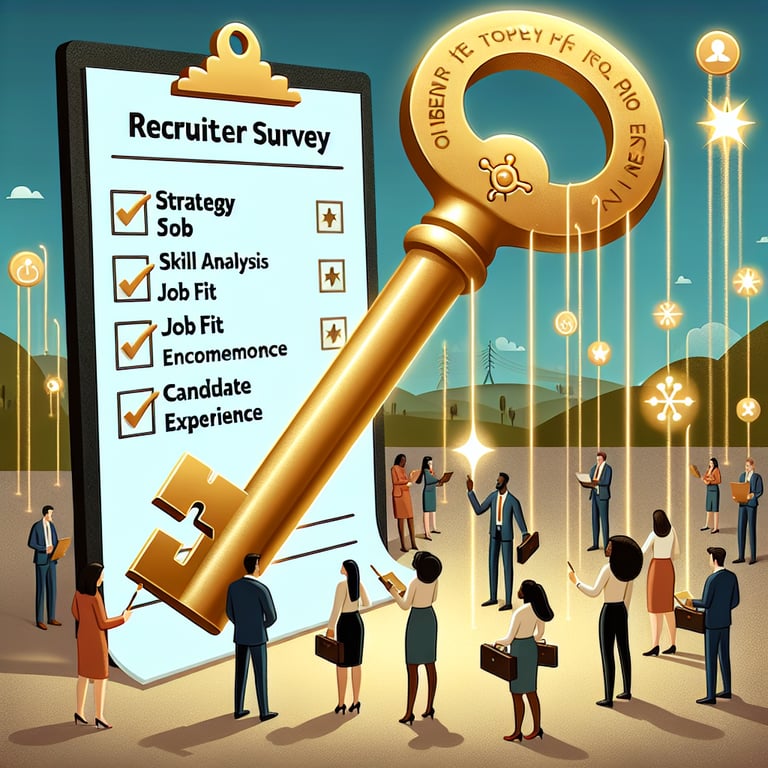 Illustration showcasing the use of recruiter survey questions for optimal outcomes.