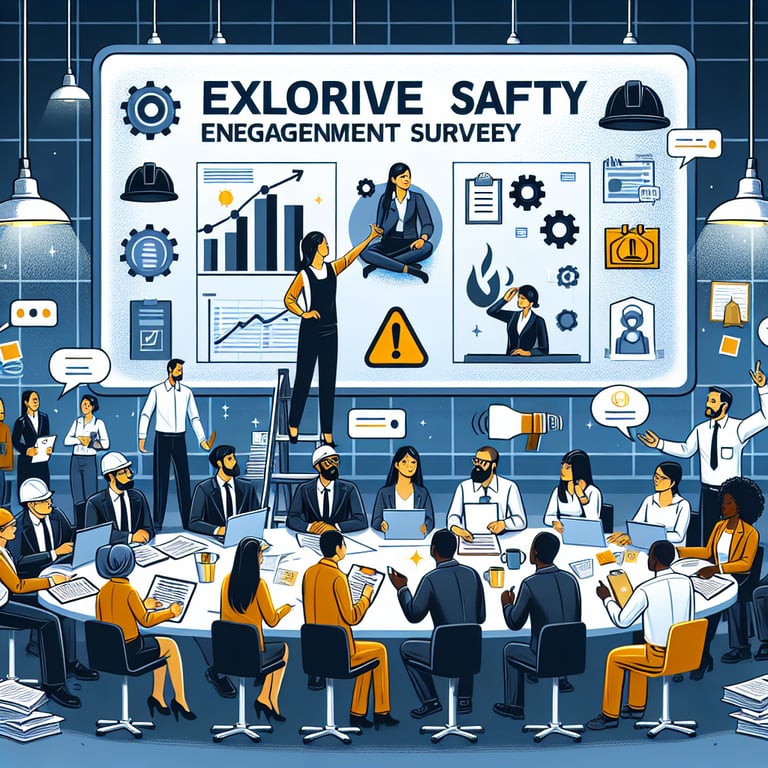 Illustration depicting relevant topics for Safety Engagement survey questions.