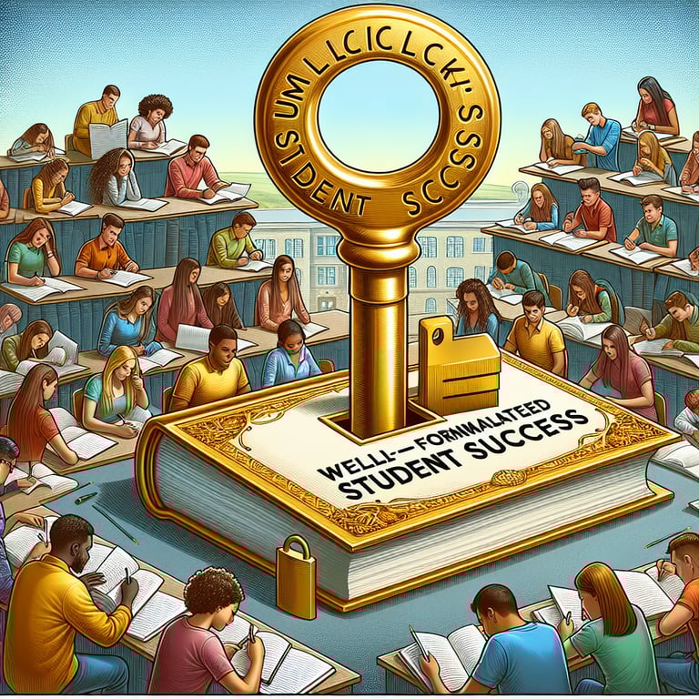 Illustration highlighting the significance of well-formulated Student Wellness survey questions for student success.