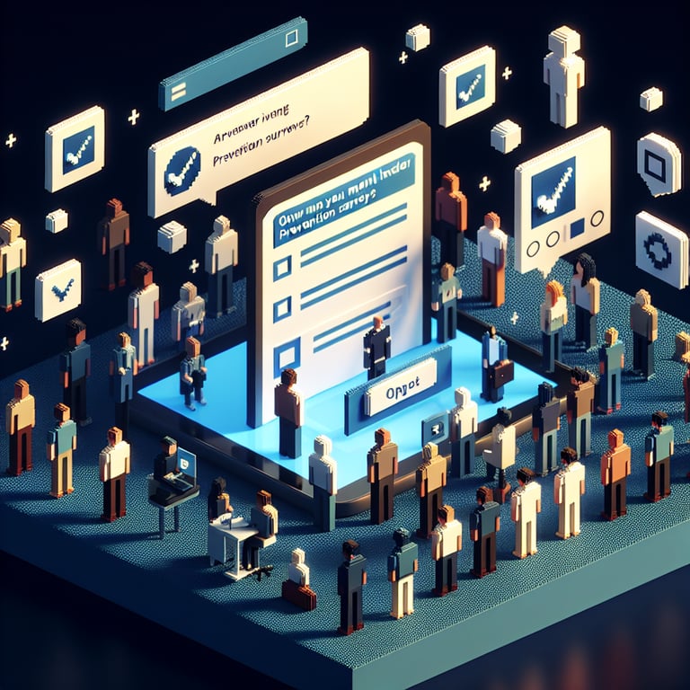 Creative 3D voxel design illustrating men's health survey interaction