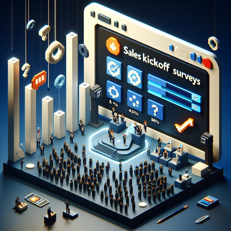 Artistic 3D voxel artwork of an online sales kickoff feedback form