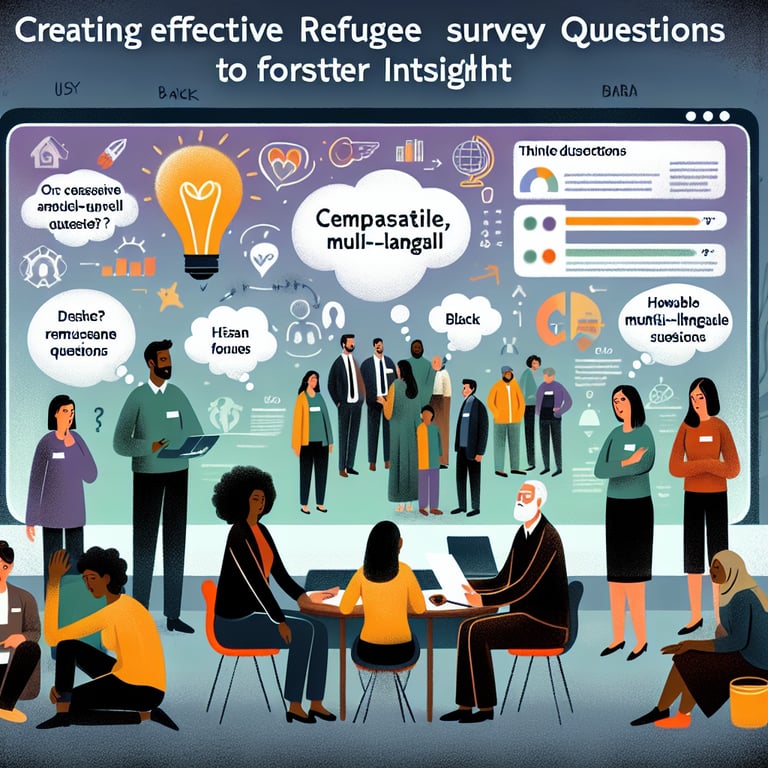 Illustration highlighting the crafting of effective Refugee Survey survey questions.