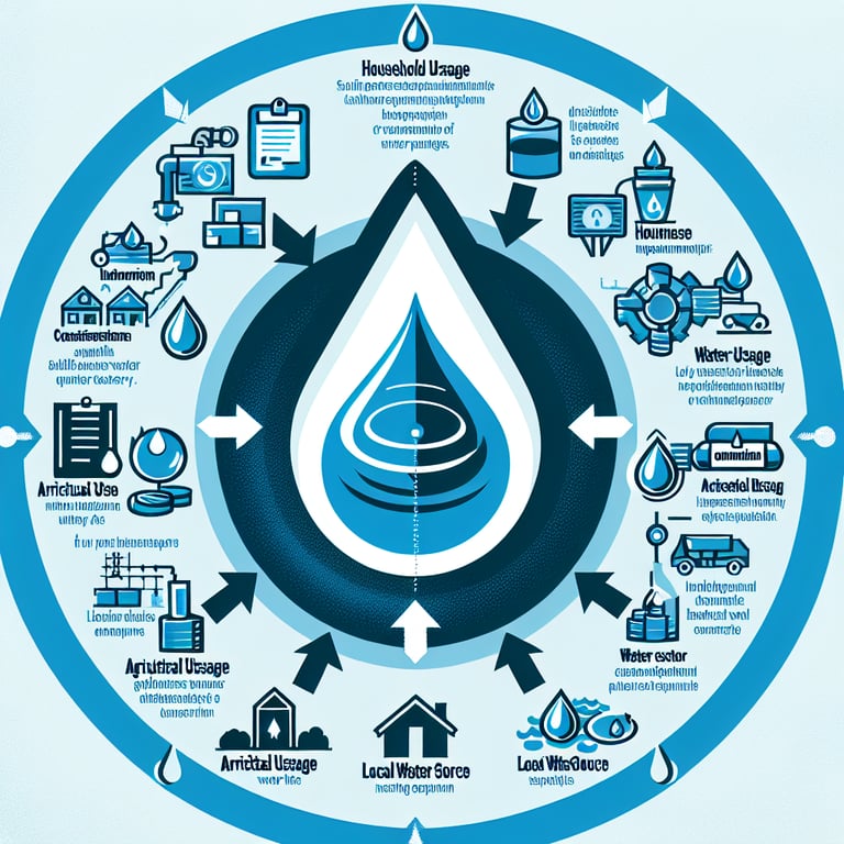 Illustration highlighting key topics for designing Water Usage survey questions.