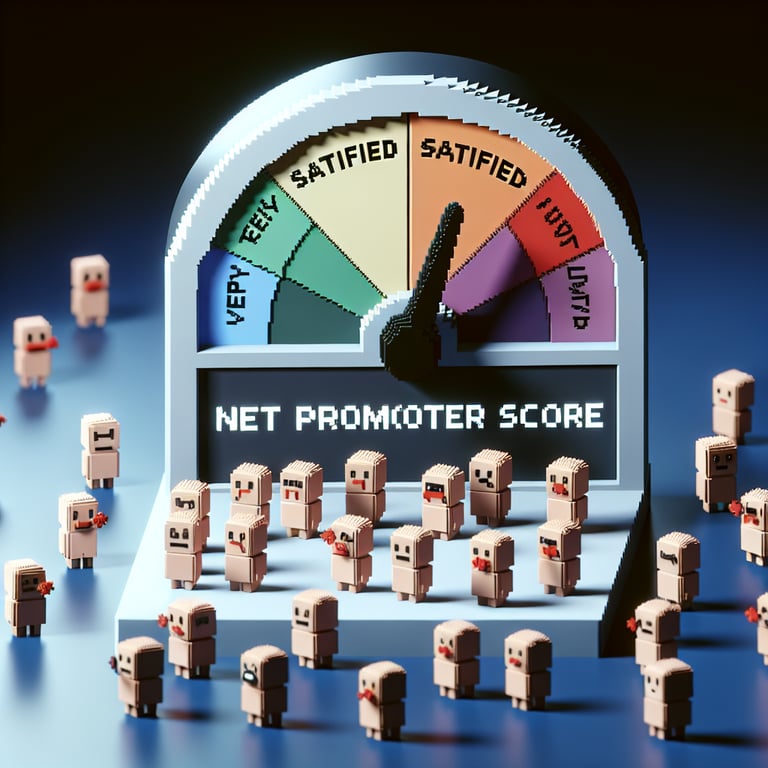 Illustration showing the impact of optimizing Net Promoter Score survey questions on business strategy.