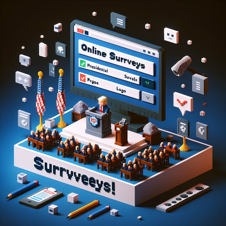Artistic 3D voxel presidential survey questions visualization