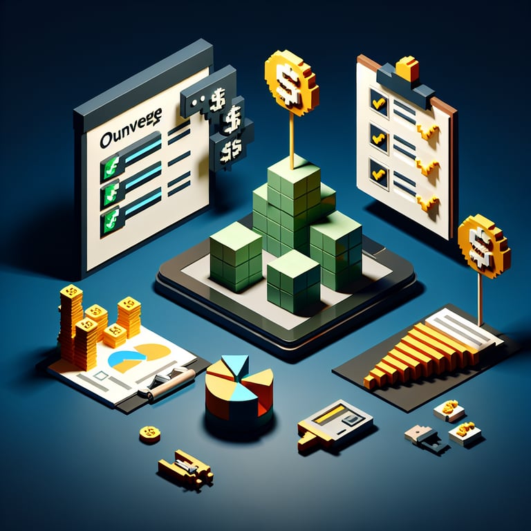3D voxel art of budgeting questionnaire themes