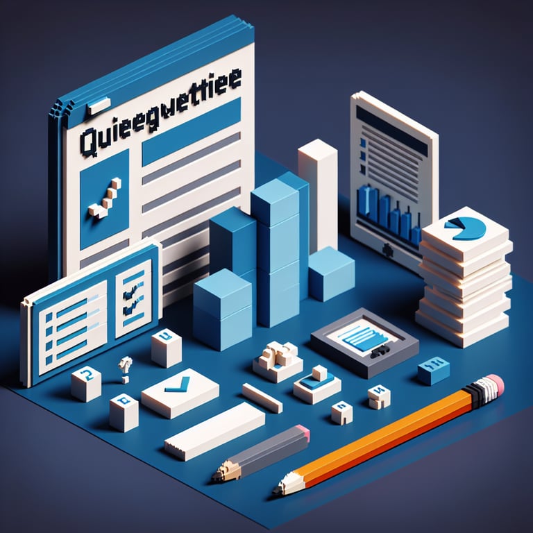 3D voxel art portraying learning needs poll questions