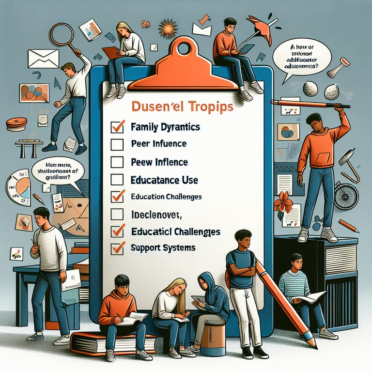 Illustration of topics for constructing effective Juvenile Delinquency survey questions.