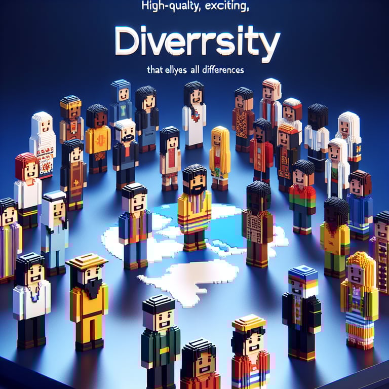 Artistic 3D voxel collage of equity insights