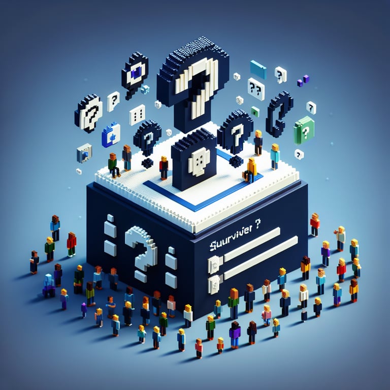 3D voxel art symbolizing online social survey connectivity