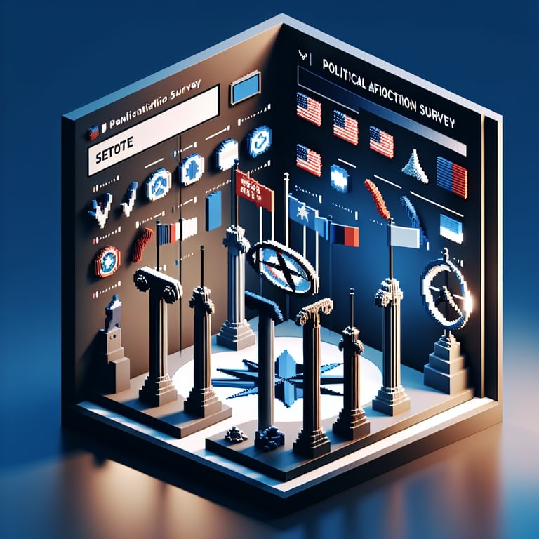 Vibrant 3D voxel model showcasing political opinion polling