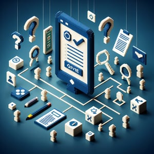 3D voxel art depicting an online survey concept, focused on special education services for students.