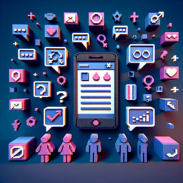 Artistic 3D voxel of inclusive gender question interface